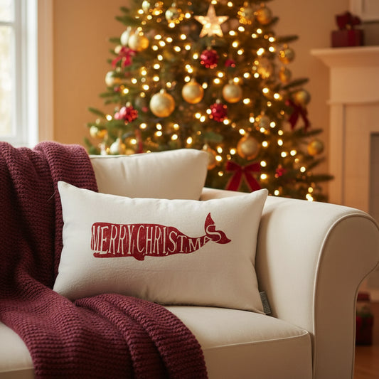 MERRY CHRISTMAS WHALE PILLOW
