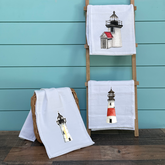 Set of 3 Lighthouses Flour Sack Tea Towel