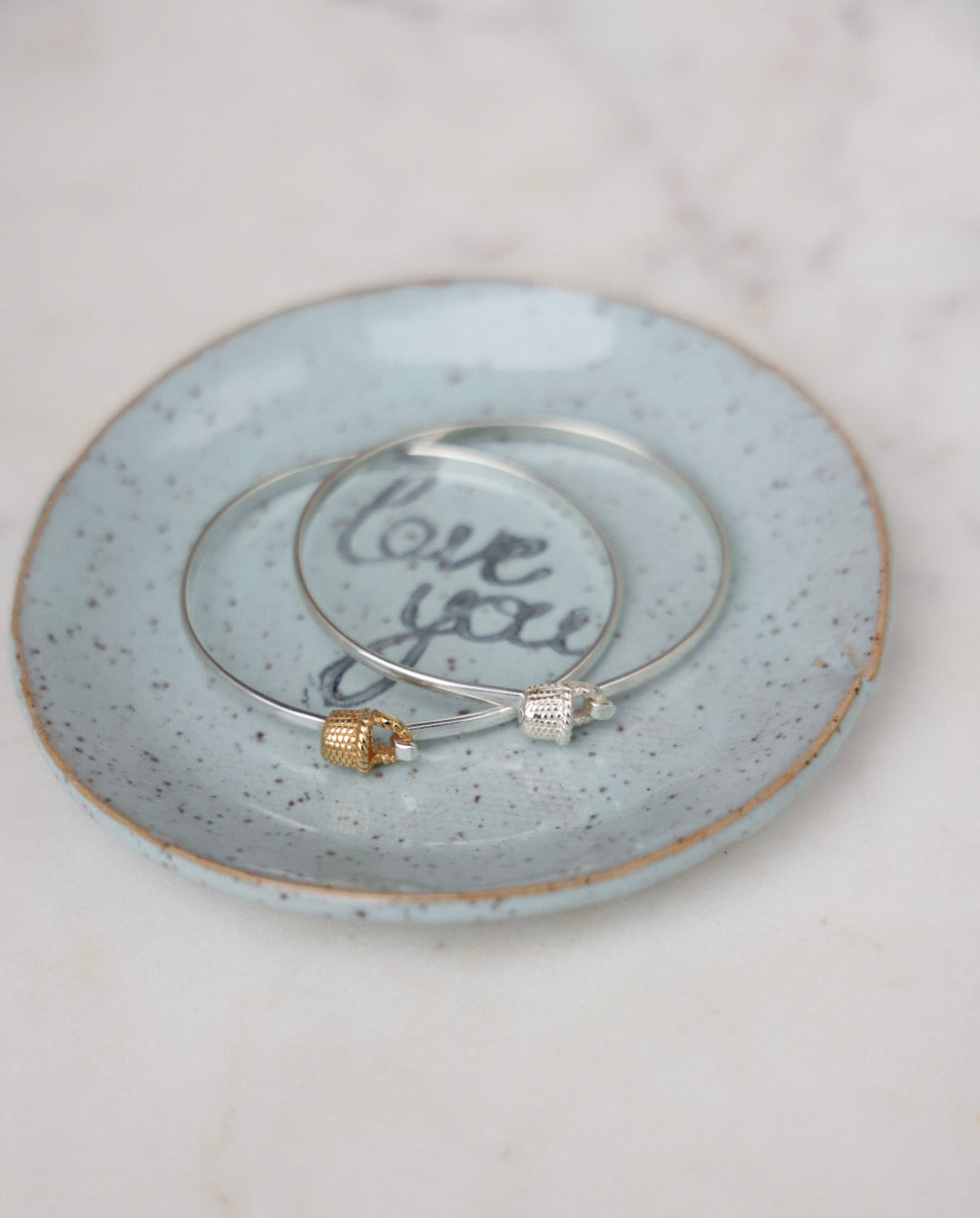 GOLD PLATED STERLING SILVER BASKET BANGLE