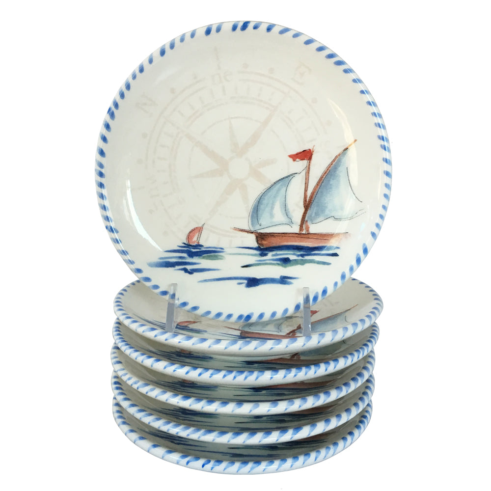 SM SAILBOAT PLATE W/COMPASS ROSE