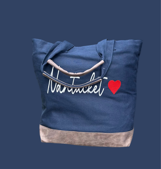 Nantucket Script Tote with Heart