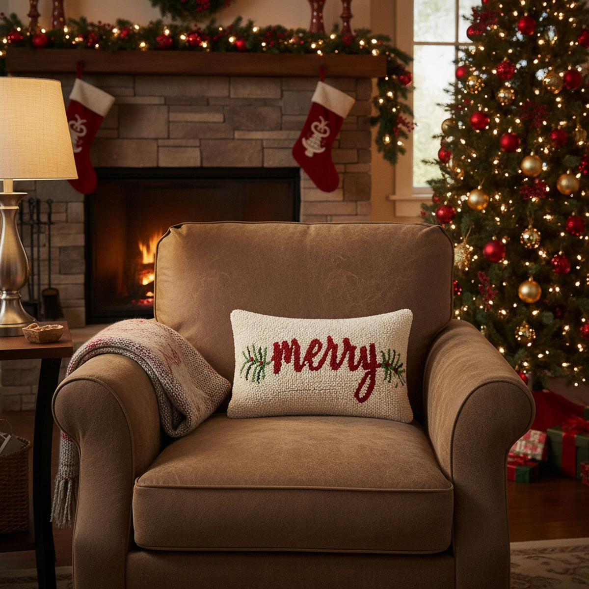 Merry Hooked Pillow