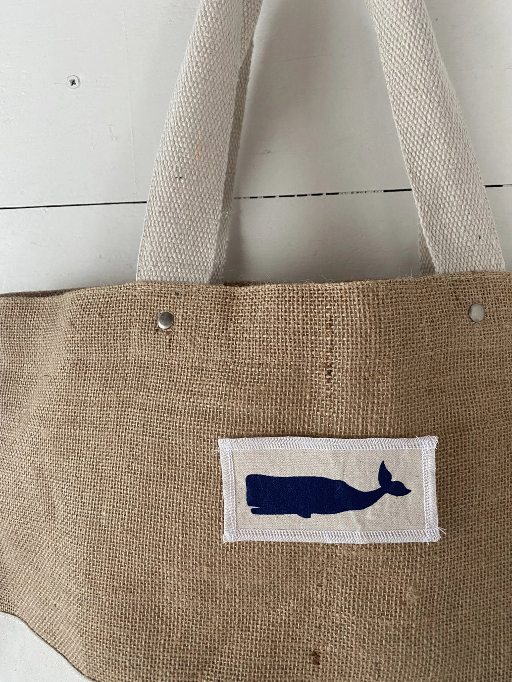 WHALE JUTE TOTE BAG