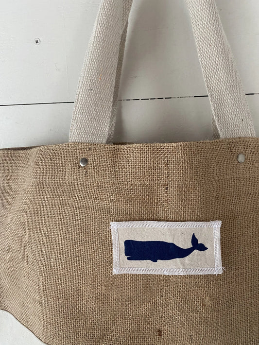 WHALE JUTE TOTE BAG