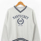 College Stripe V Neck Sweatshirt