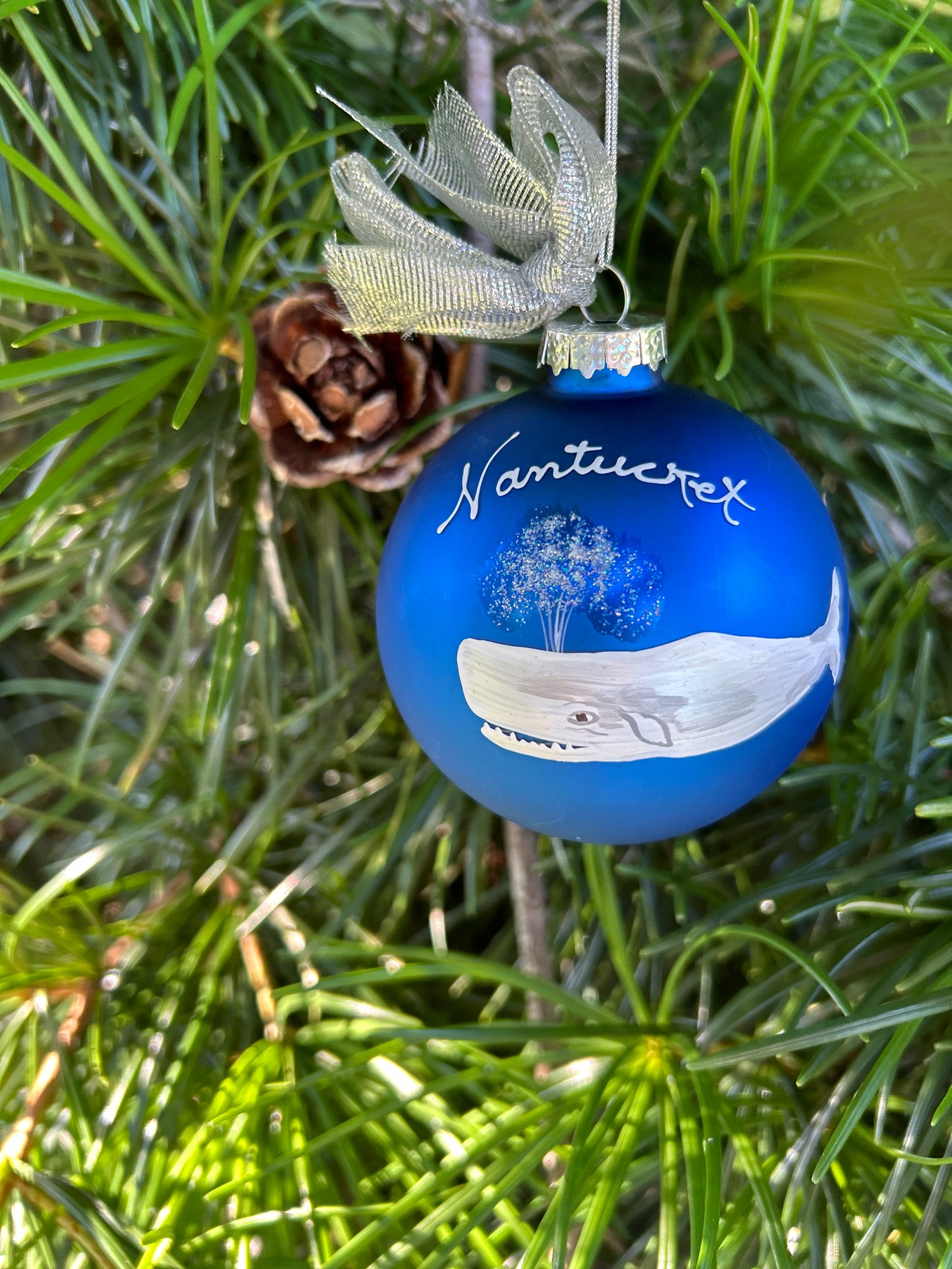 HANDPAINTED MOBY WHALE ORNAMENT