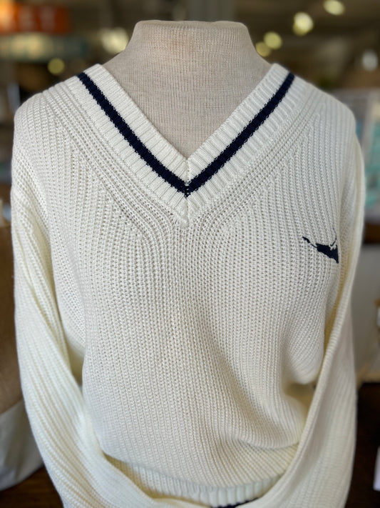 Retro Tennis Sweater with Nantucket Map