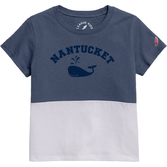 YOUTH COLOR BLOCK ARCH TEE WITH NANTUCKET WHALE