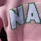 Pink + Green Drop Shoulder Crewneck with Nantucket Map Elbow