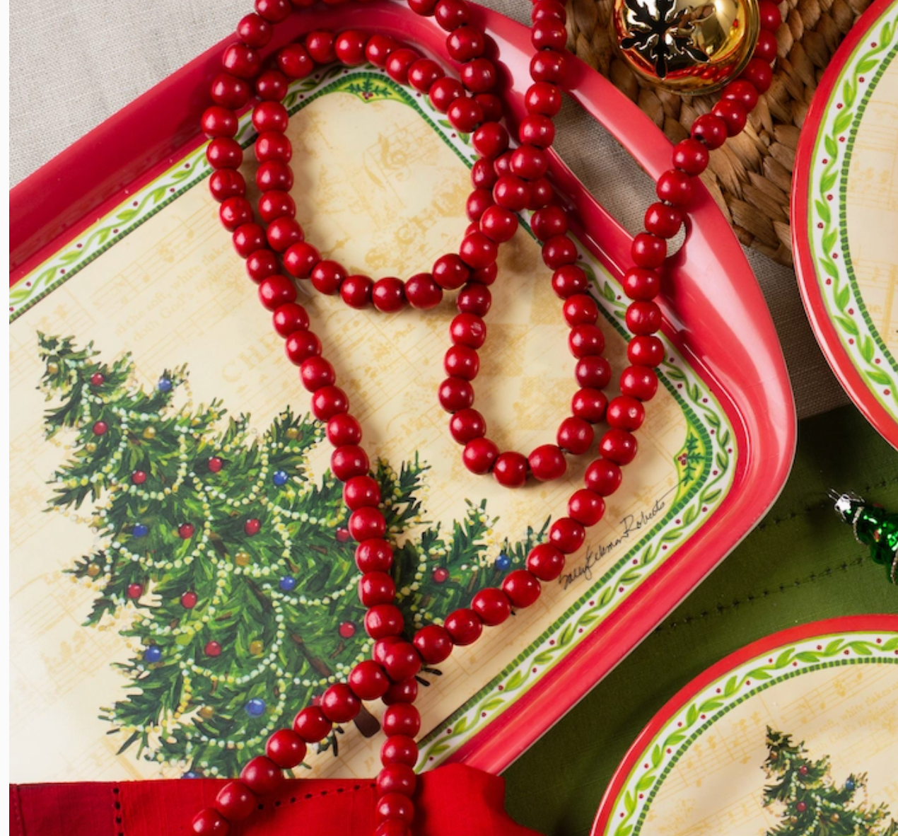 CHRISTMAS TREE BAMBOO SERVING TRAY