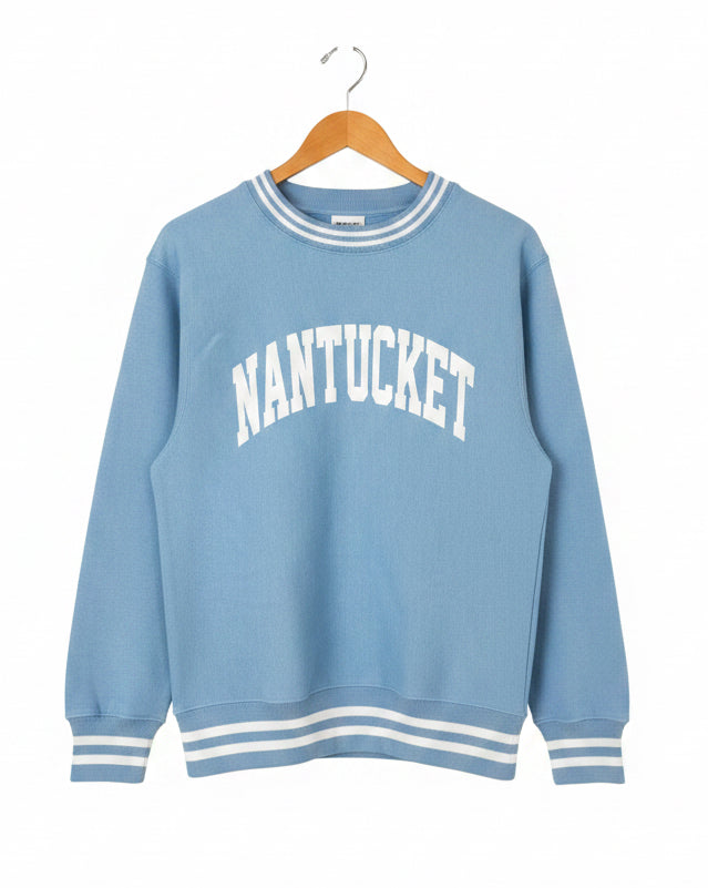 College Stripe Rib Nantucket Crewneck Sweatshirt