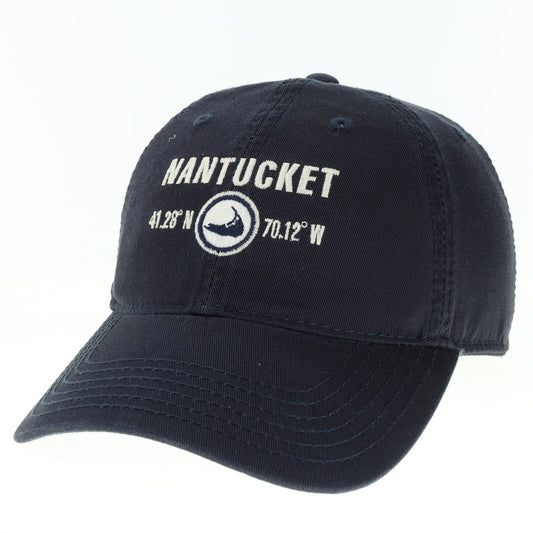 NAVY HAT WITH NANTUCKET LONG/LAT