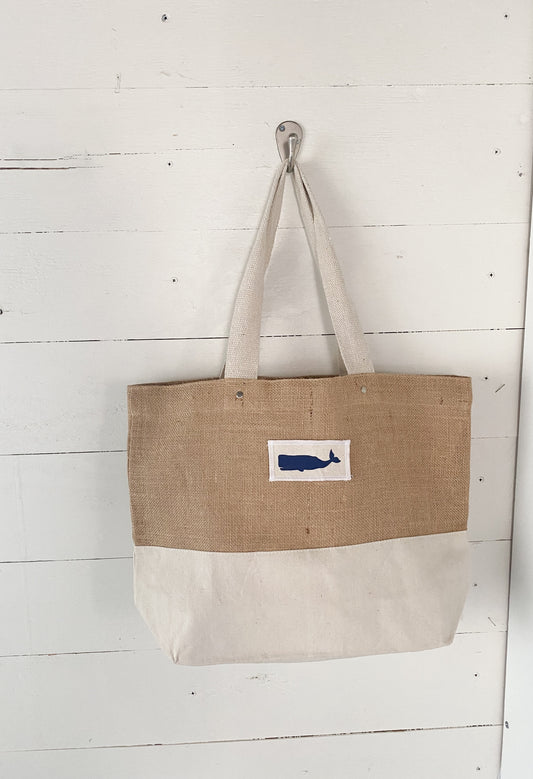 WHALE JUTE TOTE BAG