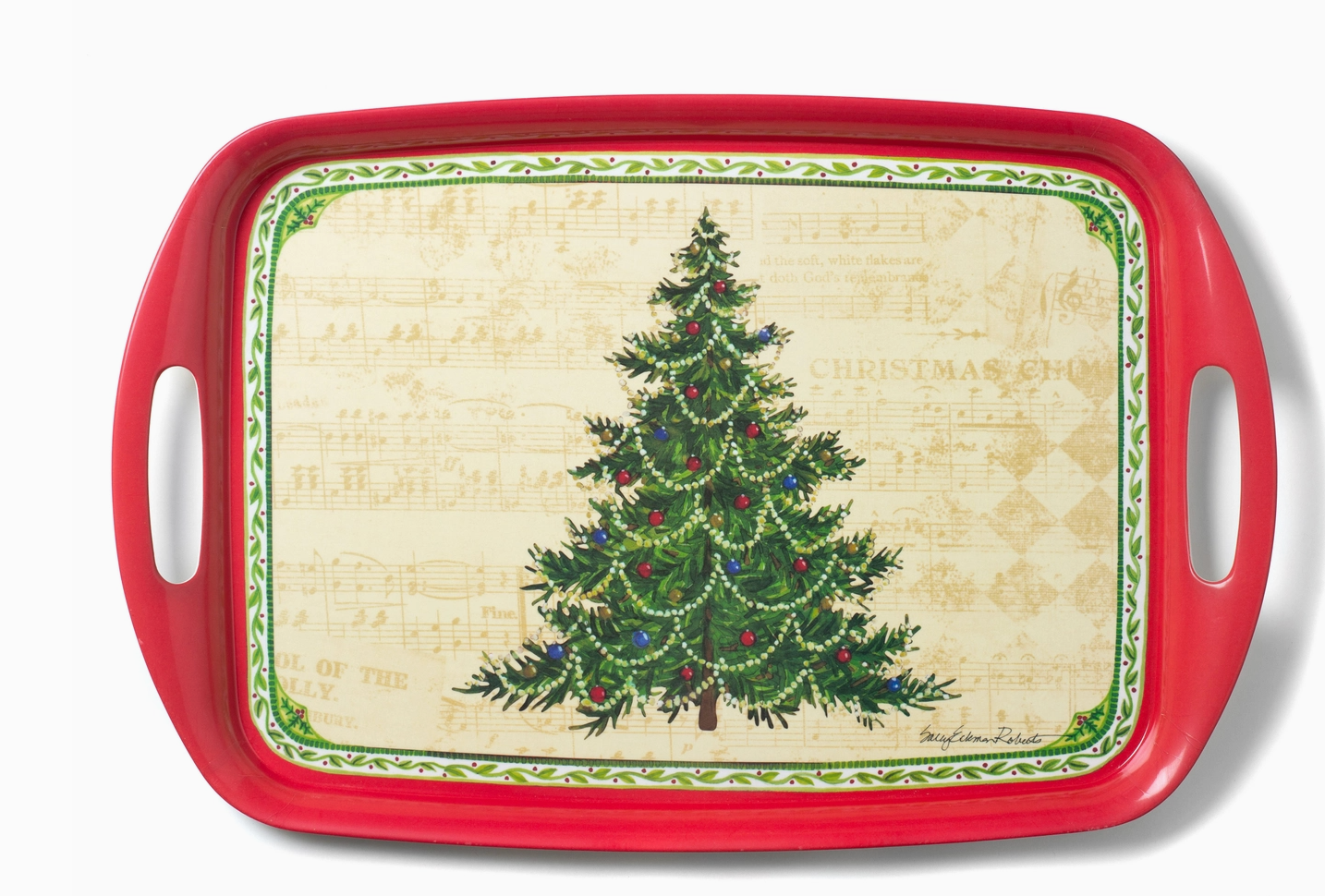 CHRISTMAS TREE BAMBOO SERVING TRAY