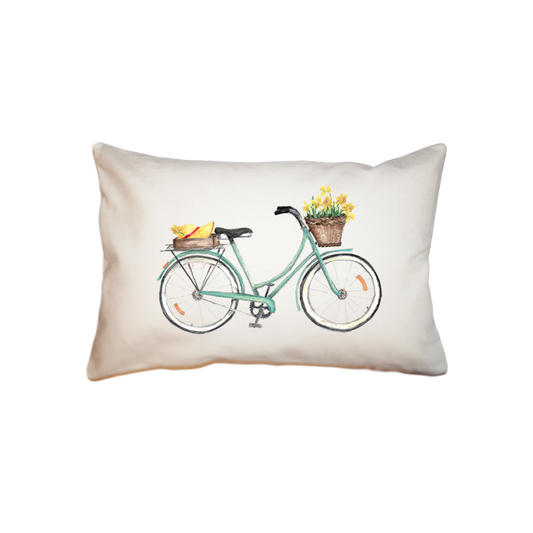 BIKE WITH DAFFODILS SMALL ACCENT PILLOW