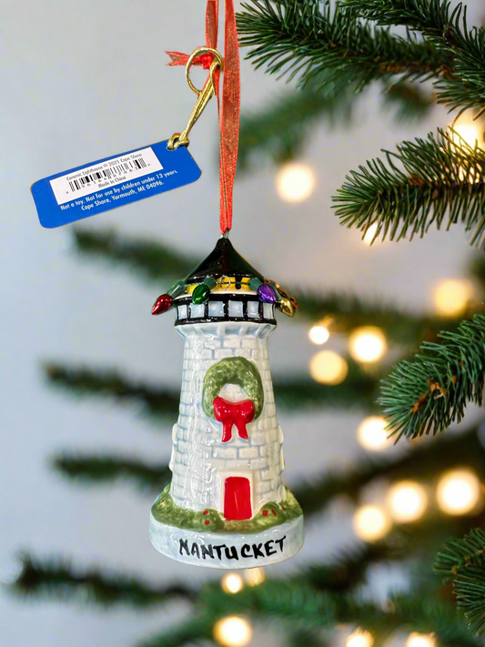 CERAMIIC NANTUCKET LIGHTHOUSE ORNAMENT