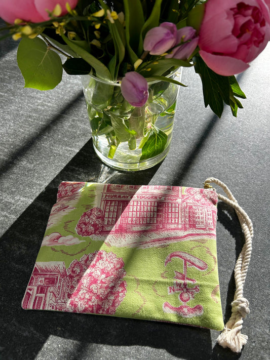 NANTUCKET GREEN AND PINK CLUTCH