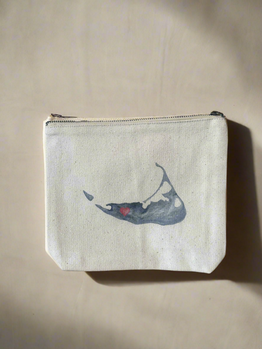 Nantucket Map with Heart Pouch