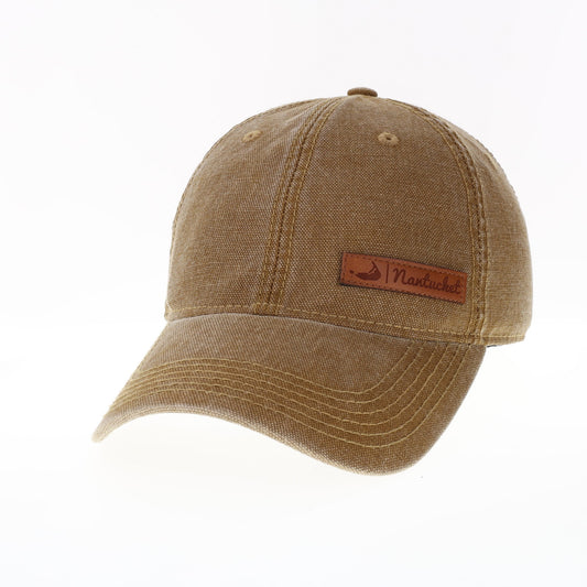 CAMEL HAT WITH NANTUCKET SKINNY BROWN LEATHER