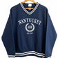 College Stripe V Neck Sweatshirt