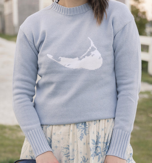 FADED DENIM CREW NECK WITH NANTUCKET MAP
