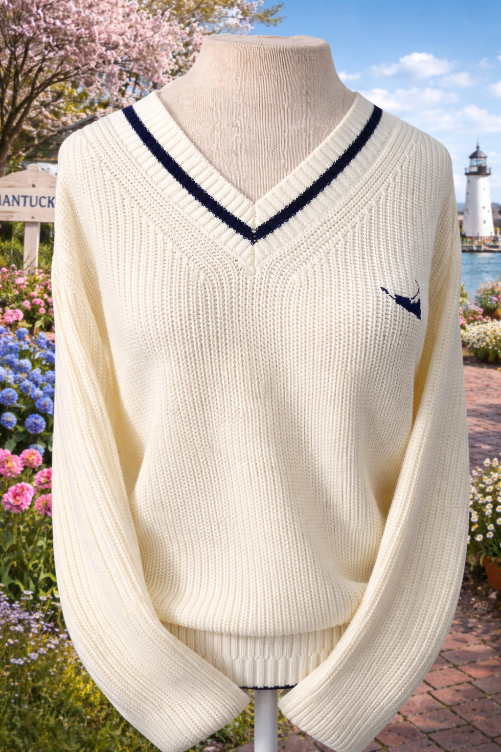Retro Tennis Sweater with Nantucket Map