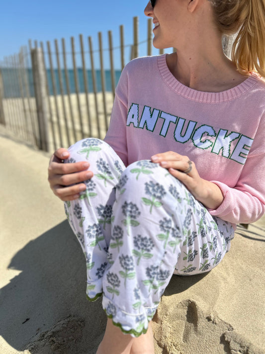 Scallop Periwinkle Hydrangea Pants