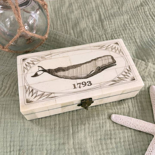 Whale Engraved Scrimshaw Box