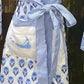 Blue and white flowered robe with light blue map on pocket
