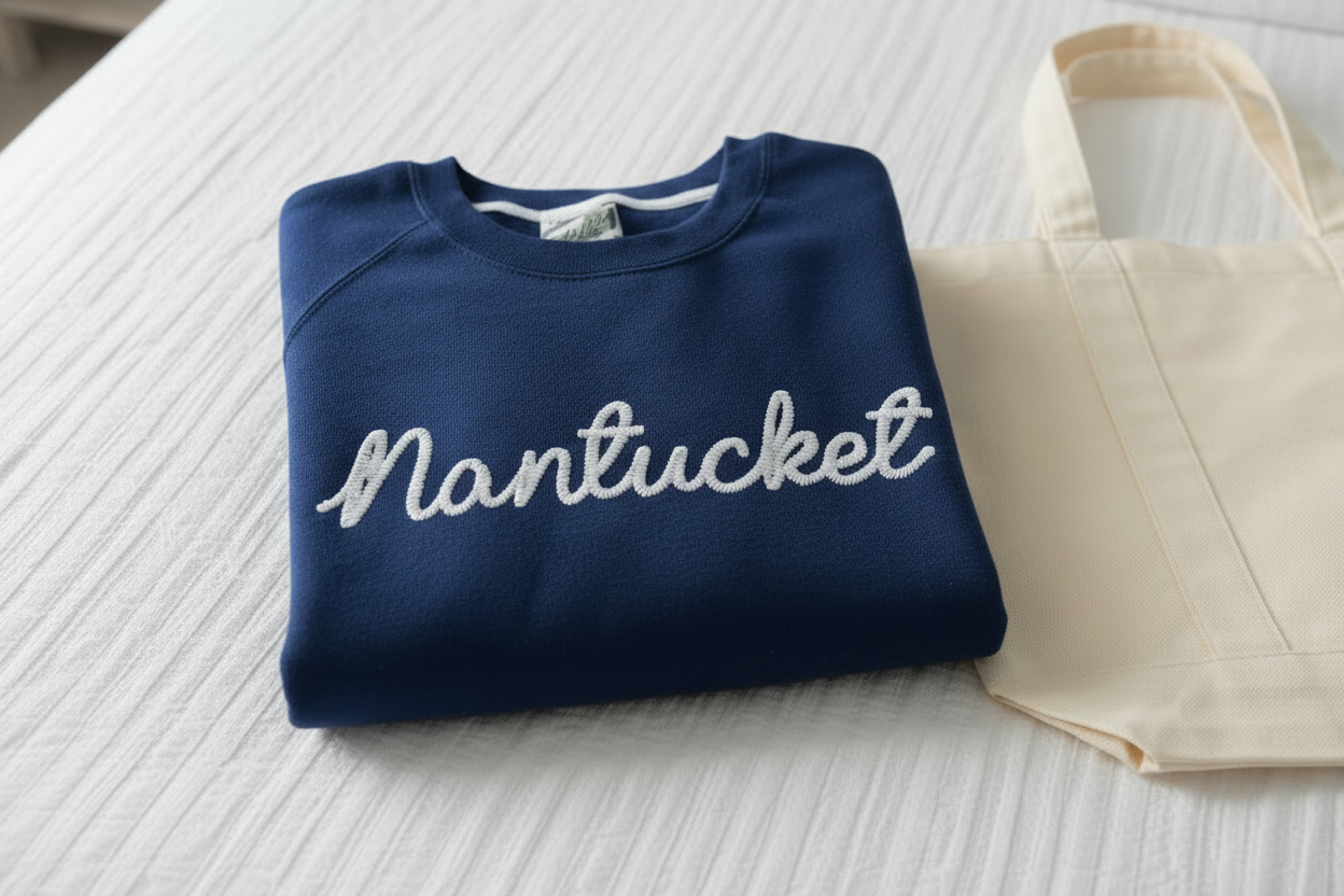 Nantucket Fleece Thread Embroidered Crew