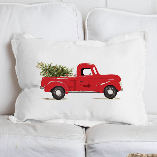 HOLIDAY TRUCK NANTCKET LUMBAR PILLOW IN WHITE.