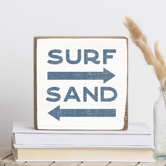 SURF AND SAND DECORATIVE WOODEN BLOCK