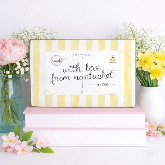 Nantucket Postcard Yellow Stripe Block
