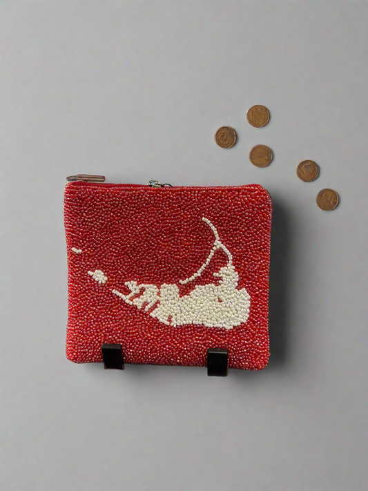 Nantucket Red Coin Purse with Nantucket Map