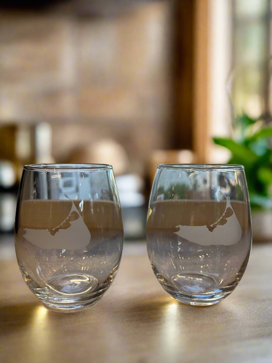 15 OZ Stemless etched map