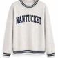 College Stripe Rib Nantucket Crewneck Sweatshirt