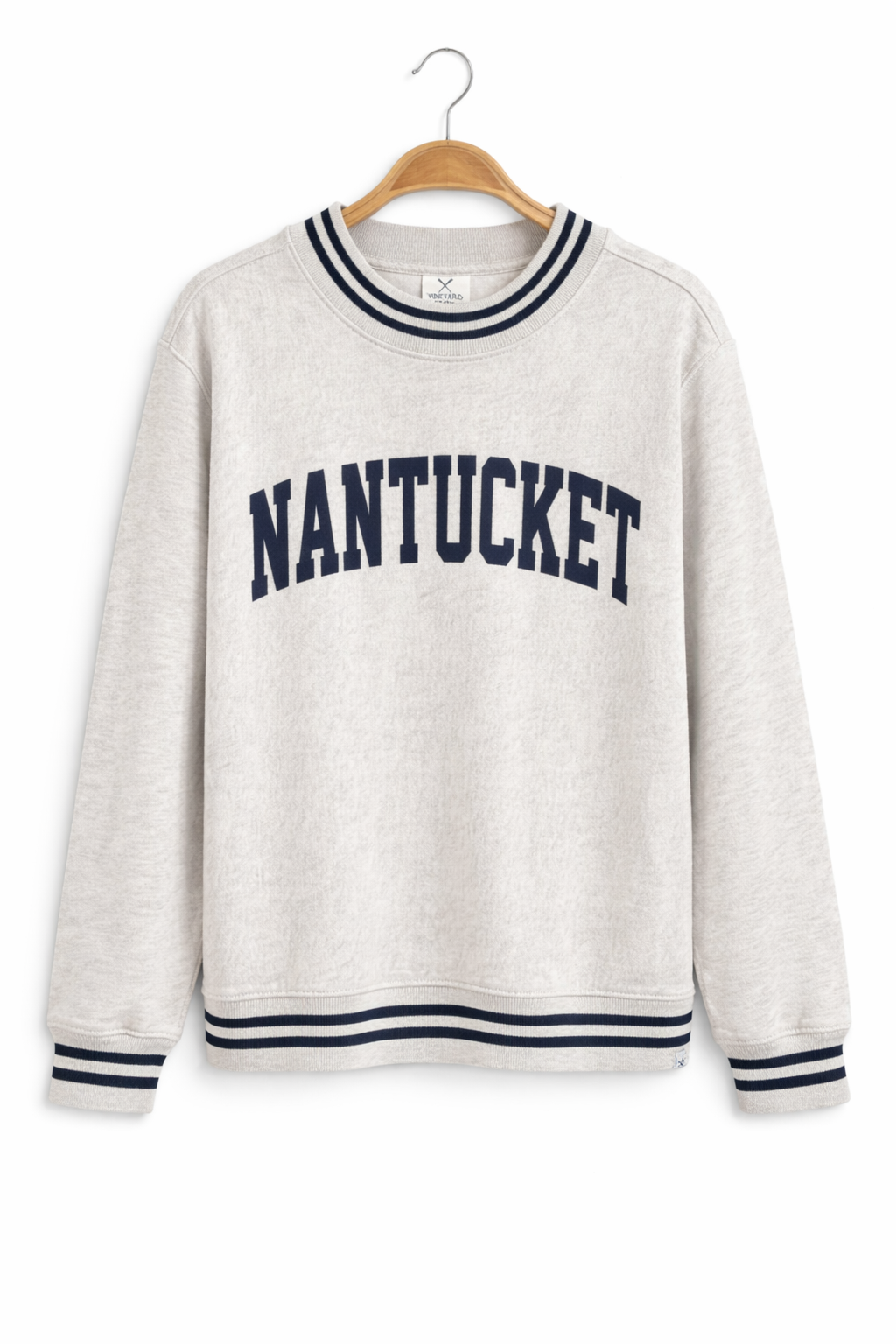 College Stripe Rib Nantucket Crewneck Sweatshirt