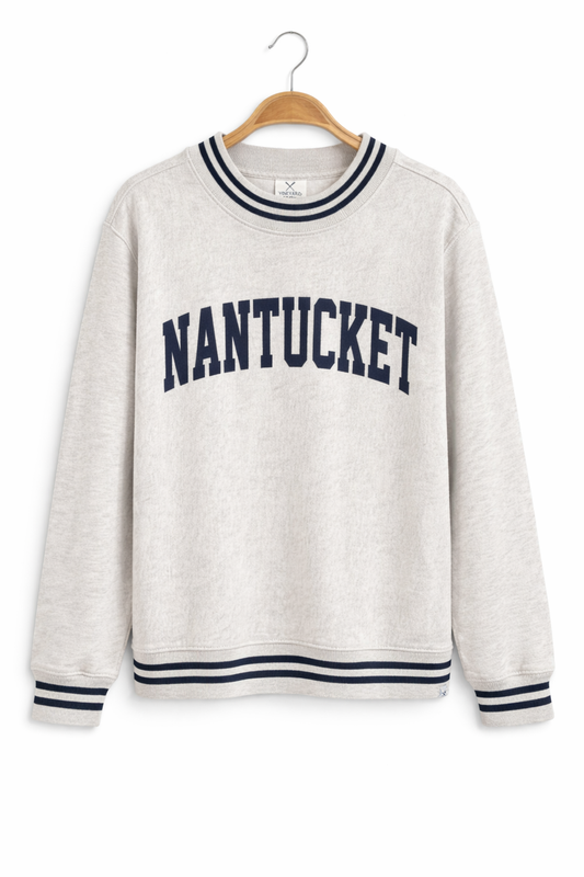 College Stripe Rib Nantucket Crewneck Sweatshirt