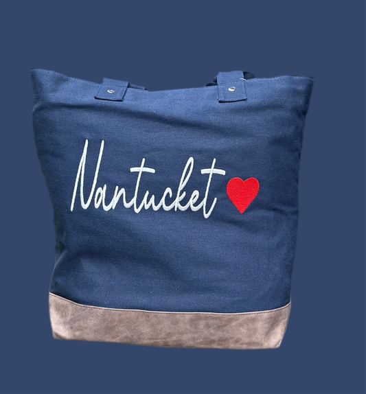 Nantucket Script Tote with Heart