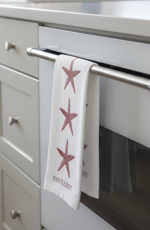 Red Starfish Tea Towel