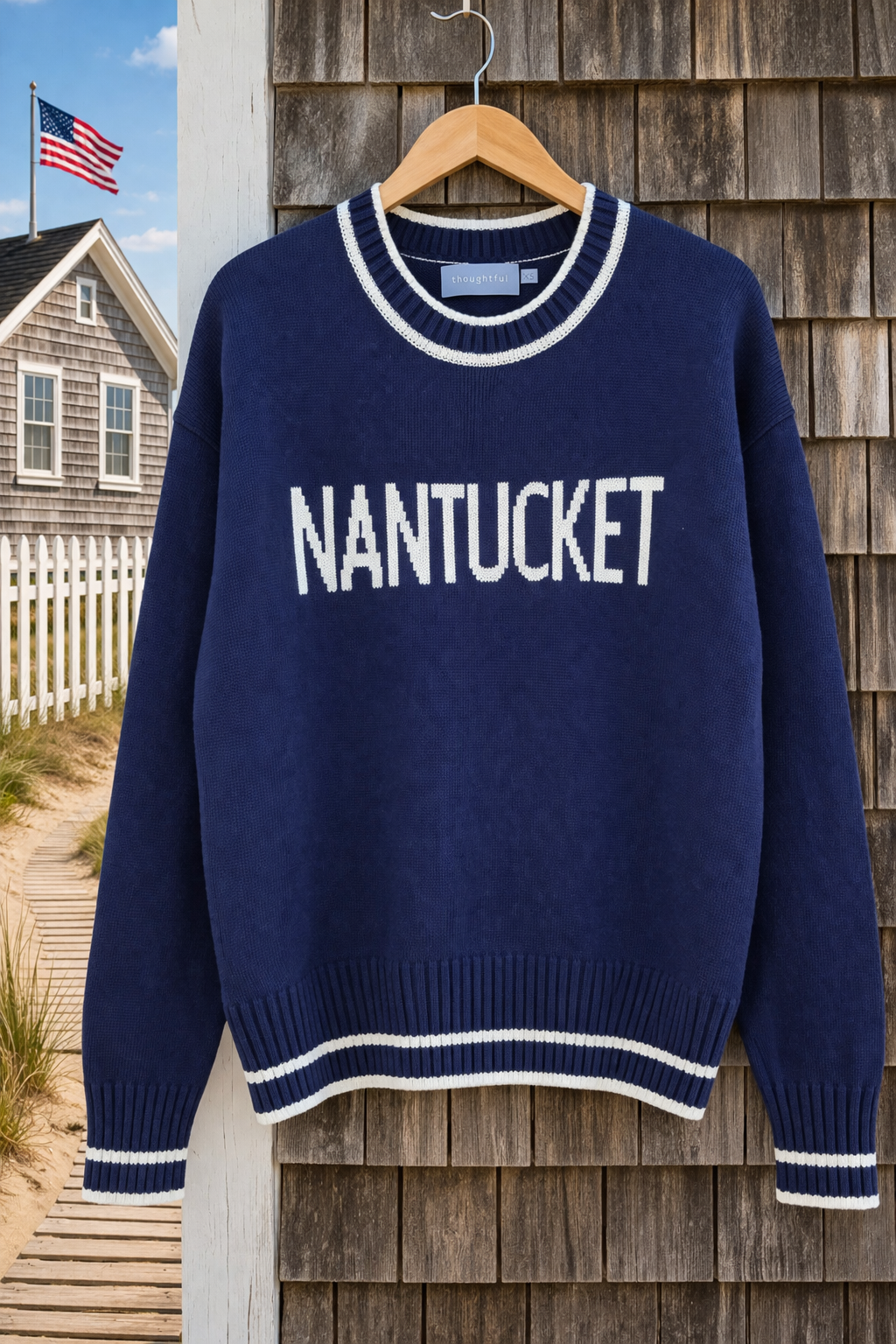 Intarsia Nantucket Crew Neck Sweater