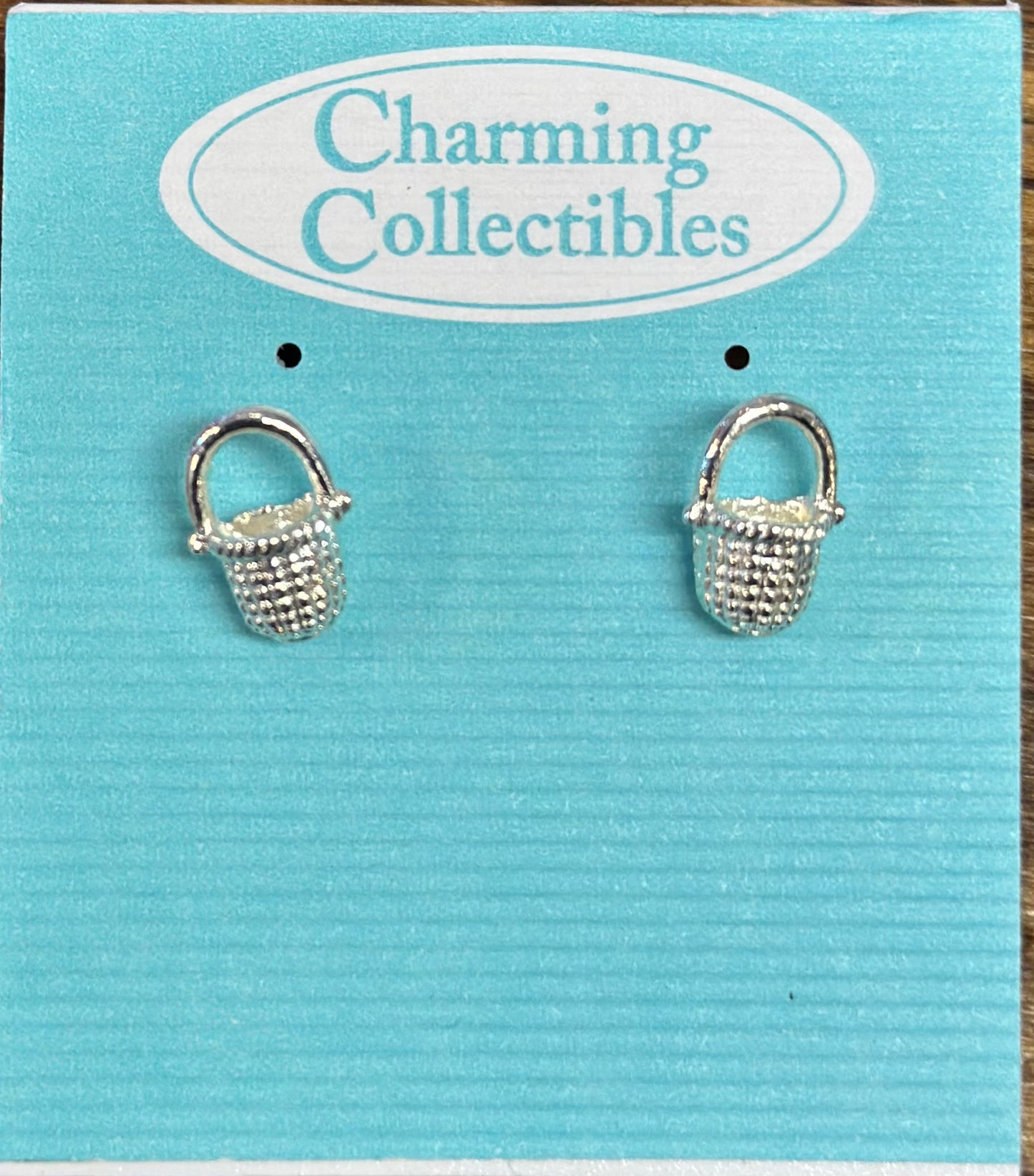 SMALL SILVER PLATED STUD NANTUCKET BASKET EARRINGS