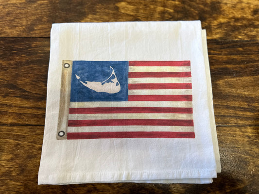 NANTUCKET MAP FLAG FLOUR SACK TOWEL.