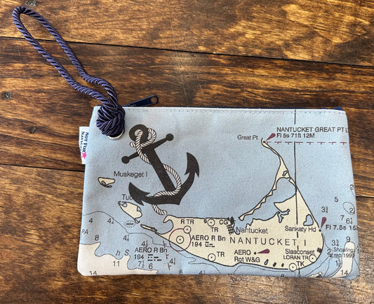 ROPE STRAP WRISTLET WITH NANTUCKET CHART MAP AND ANCHOR