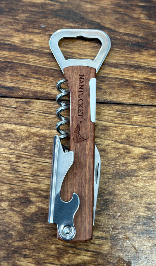 WINE TOOL AND BOTTLE OPENER WITH NANTUCKET MAP