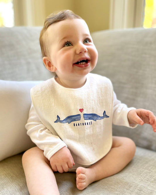 Kissing Whales Baby Bib