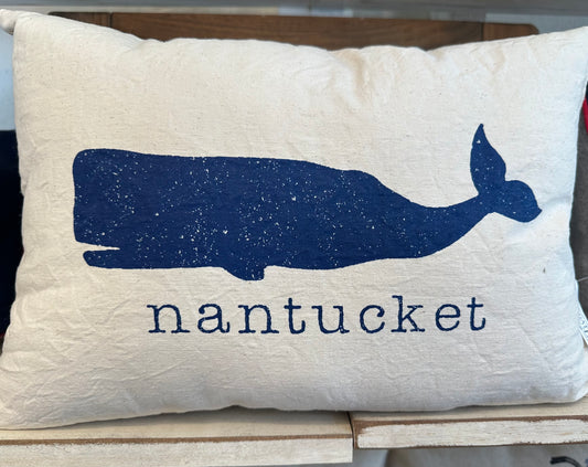 WHALE PILLOW NATURAL AND NAVY