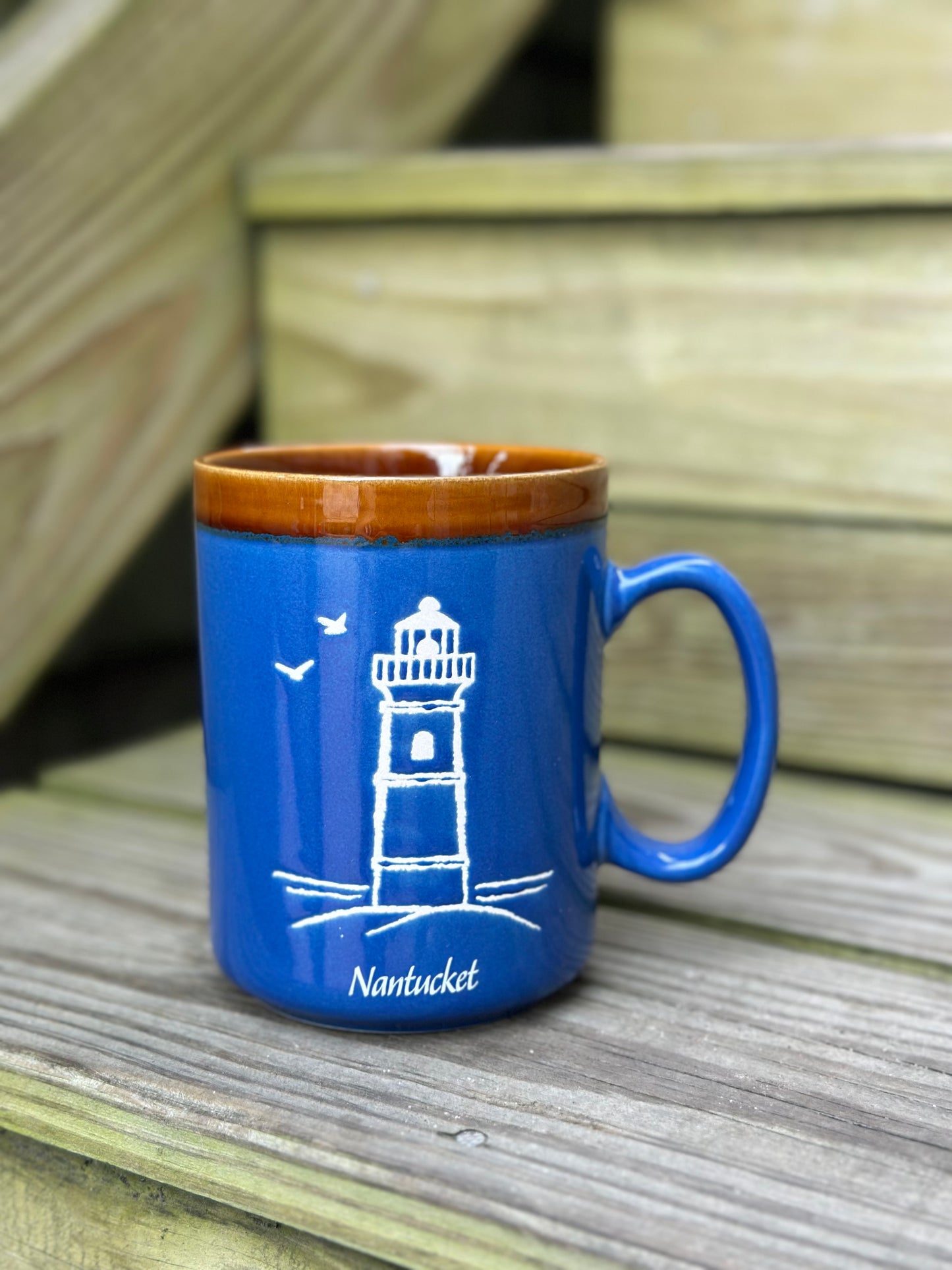 GLAZED NANTUCKET LIGHTHOUSE MUG