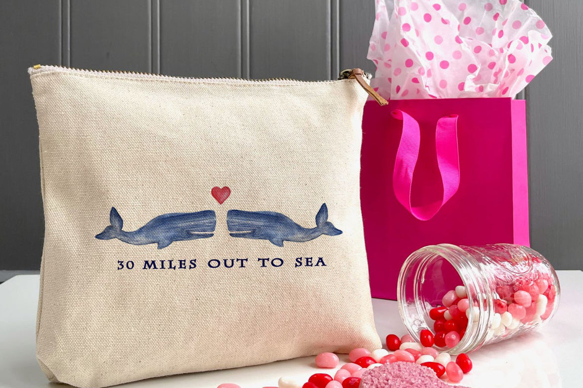 Whale Kissing Canvas Pouch