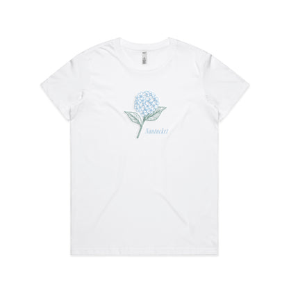 hydrangea embroidered tee